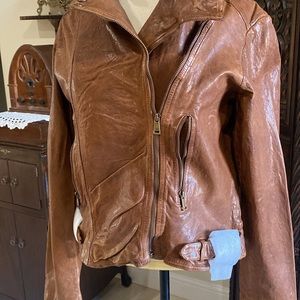 NWT Ralph Lauren Lambskin Leather Long Sleeve Moto Statement Jacket 16 L
